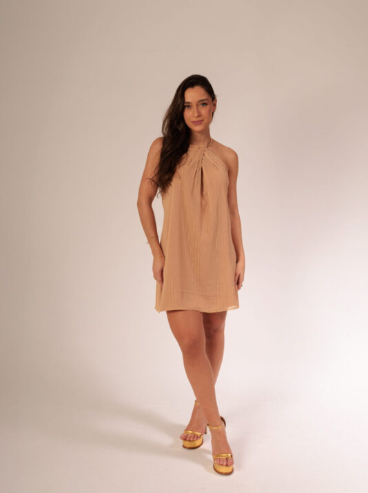 Vestido Nivea Bege Lurex