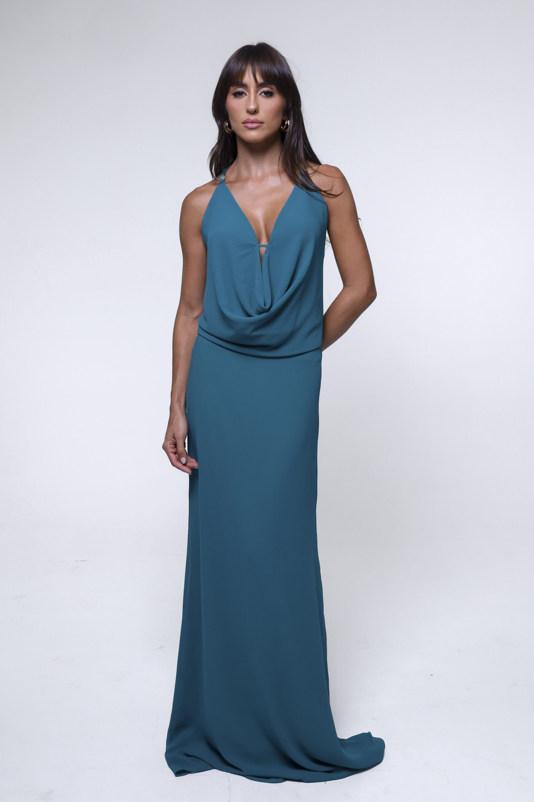 Vestido Isla Azul Longo