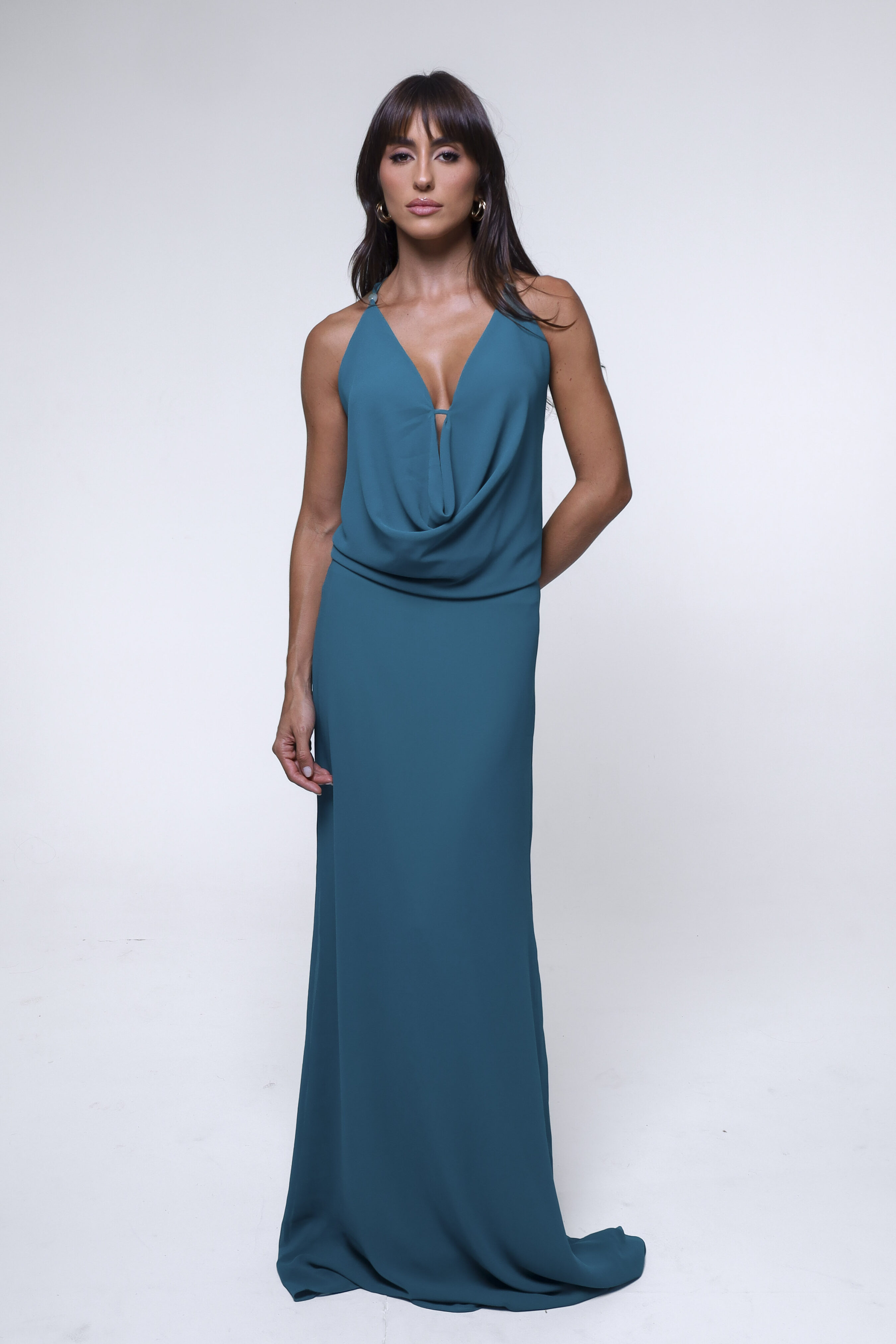 Vestido Isla Azul Longo