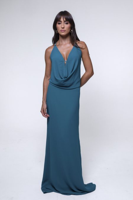 Vestido Isla Azul Longo