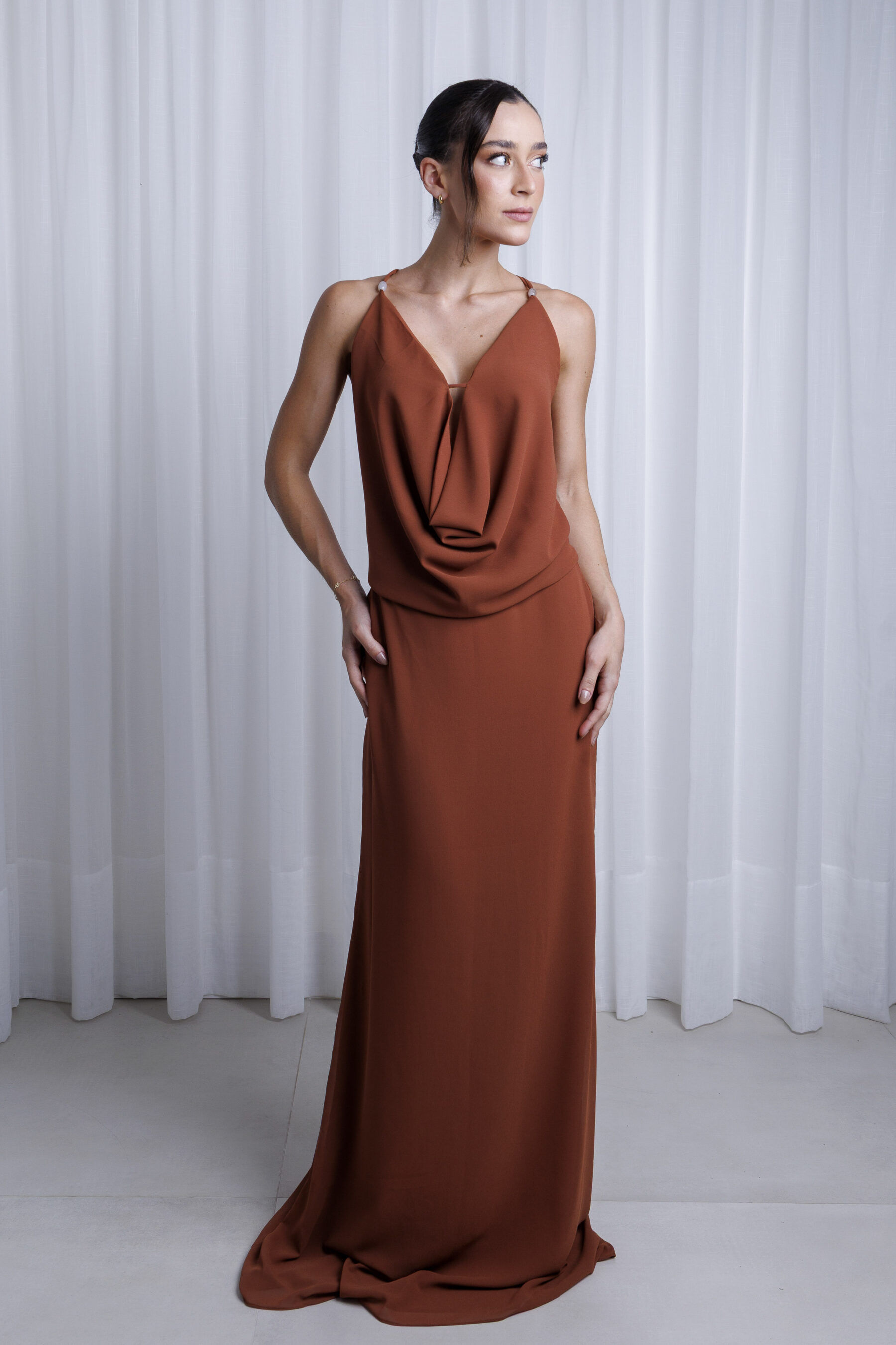 Vestido Isla Azul Marrom