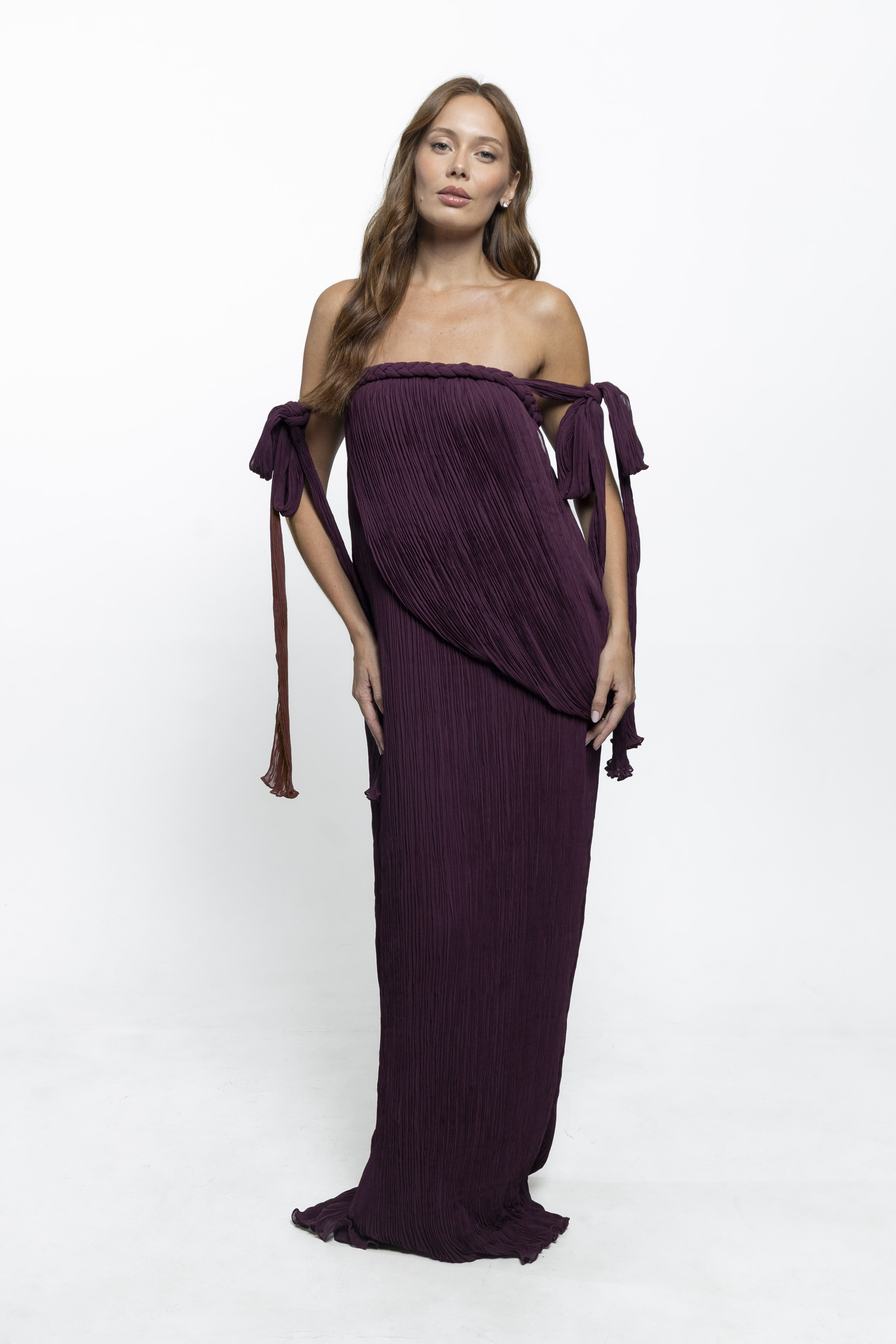 Vestido Celine Plissado Uva